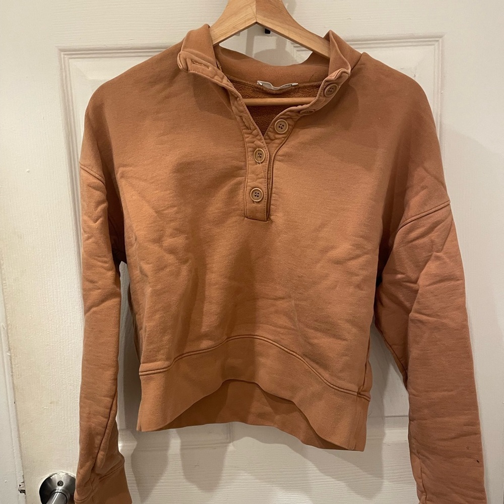 Reformation Women's Tan Button-Up Sweatshirt
